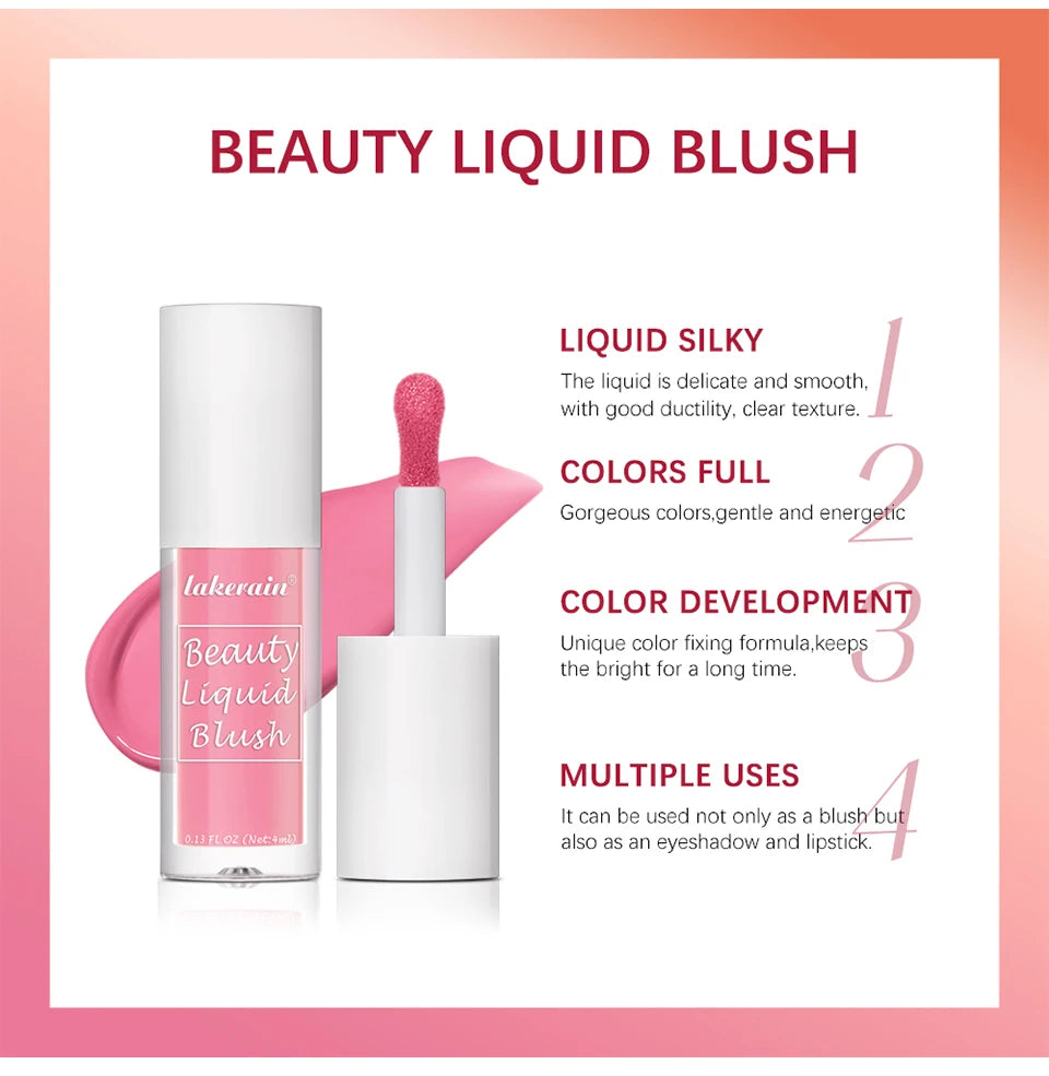 Beauty Liquid Blush Velvet Matte Blusher Face Pigment Lasting Waterproof Natural Cream Cheek Tint Orange Peach Maquiagem 4ml