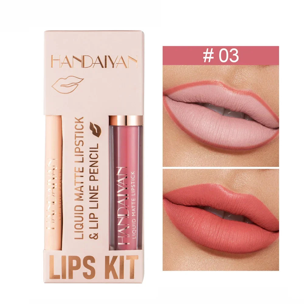 12 Color Matte Liquid Lipstick + Lip Liner Set Nude Velvet Lip Gloss Waterproof Long Lasting Lipgloss Glaze Cosmetics Kit