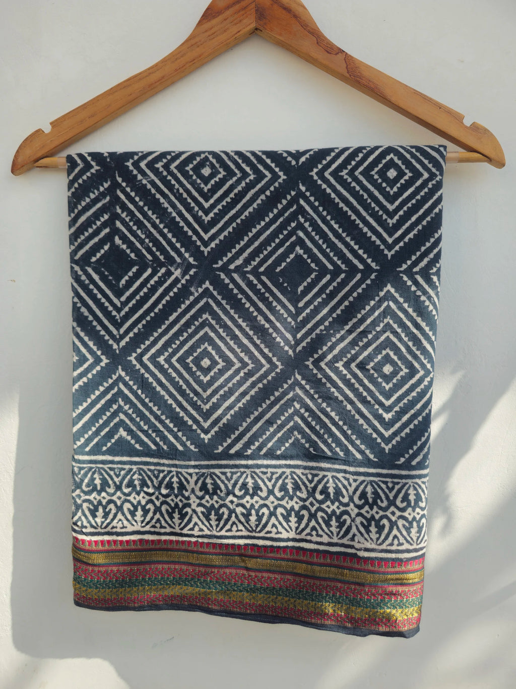 Handmade Wooden Block Print Scarves with Leaf Pattern Women's Beachwear Bikini Swimwear 100% Cotton Lightweight & Breathable