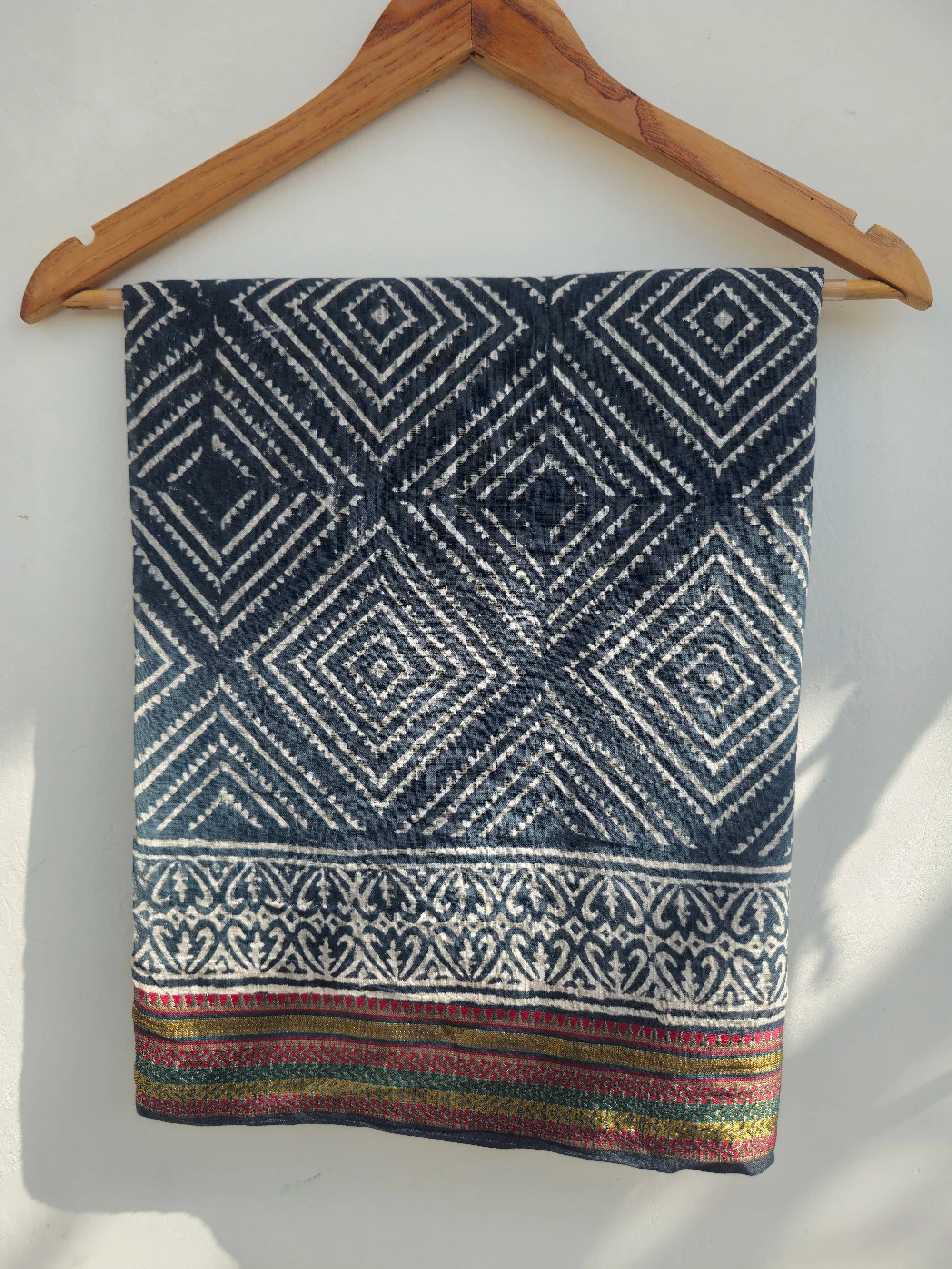 Handmade Wooden Block Print Scarves with Leaf Pattern Women's Beachwear Bikini Swimwear 100% Cotton Lightweight & Breathable