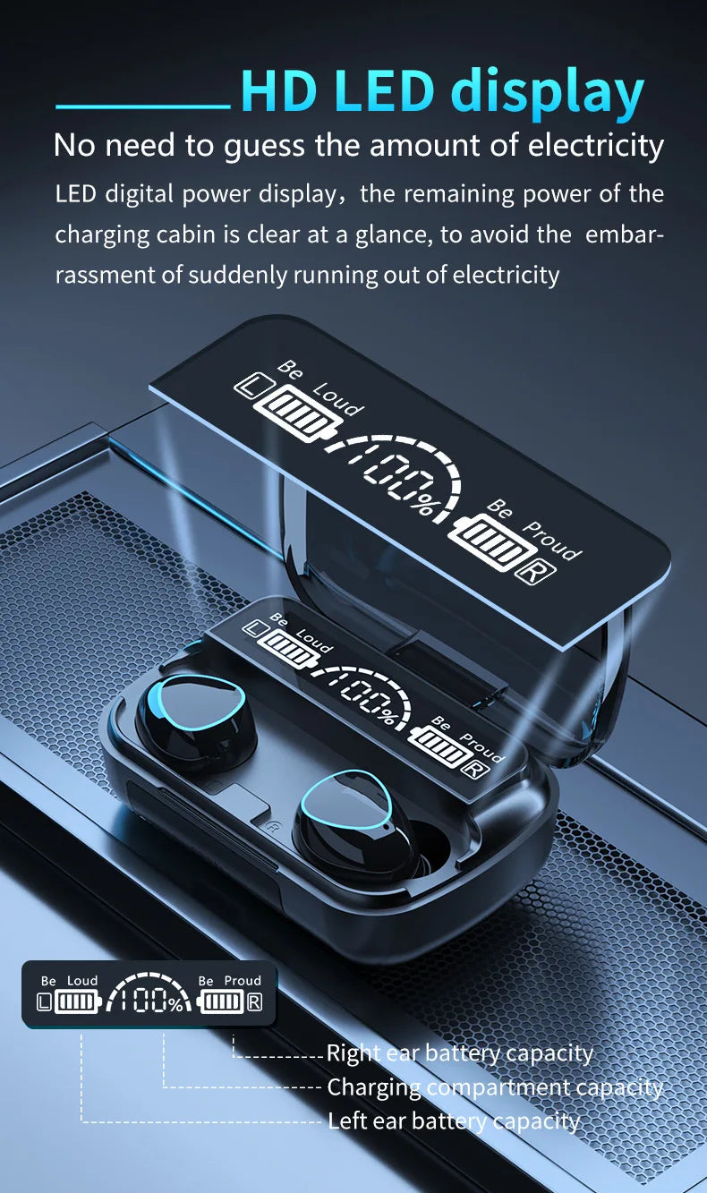 M10 Wireless Earbuds – Power Bank Charging & Deep Bass Sound  More than earbuds—your music, calls, and power on the go.