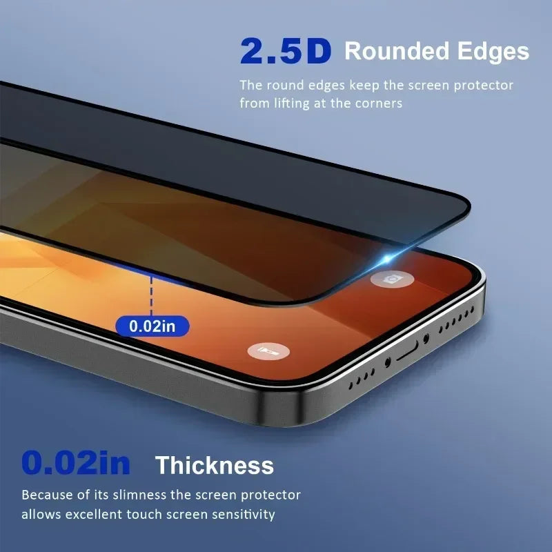 1-5PCS Anti Peep Privacy Tempered Glass For iPhone 12 13 14 15 Pro Max 16 17 Anti Spy Screen Protector