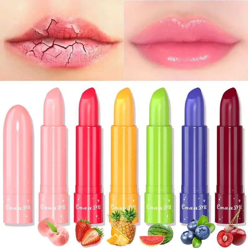 6 Color Waterproof Fruit Color Tinted Shine Changing Moisturizing Nourishing Glow Play Lip Balm lipstick Colour Care