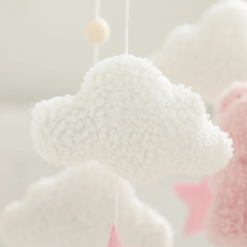 Baby Bed Bell Rattle Toy Soft Cartoon Bear Bed Bell 0-12 Months Bed Bell Wooden Newborn Music Box Bed Bell Hanging Toy Baby Gift