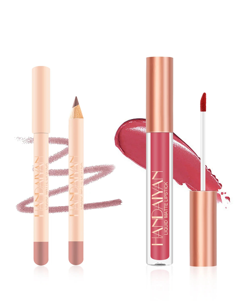 12 Color Matte Liquid Lipstick + Lip Liner Set Nude Velvet Lip Gloss Waterproof Long Lasting Lipgloss Glaze Cosmetics Kit