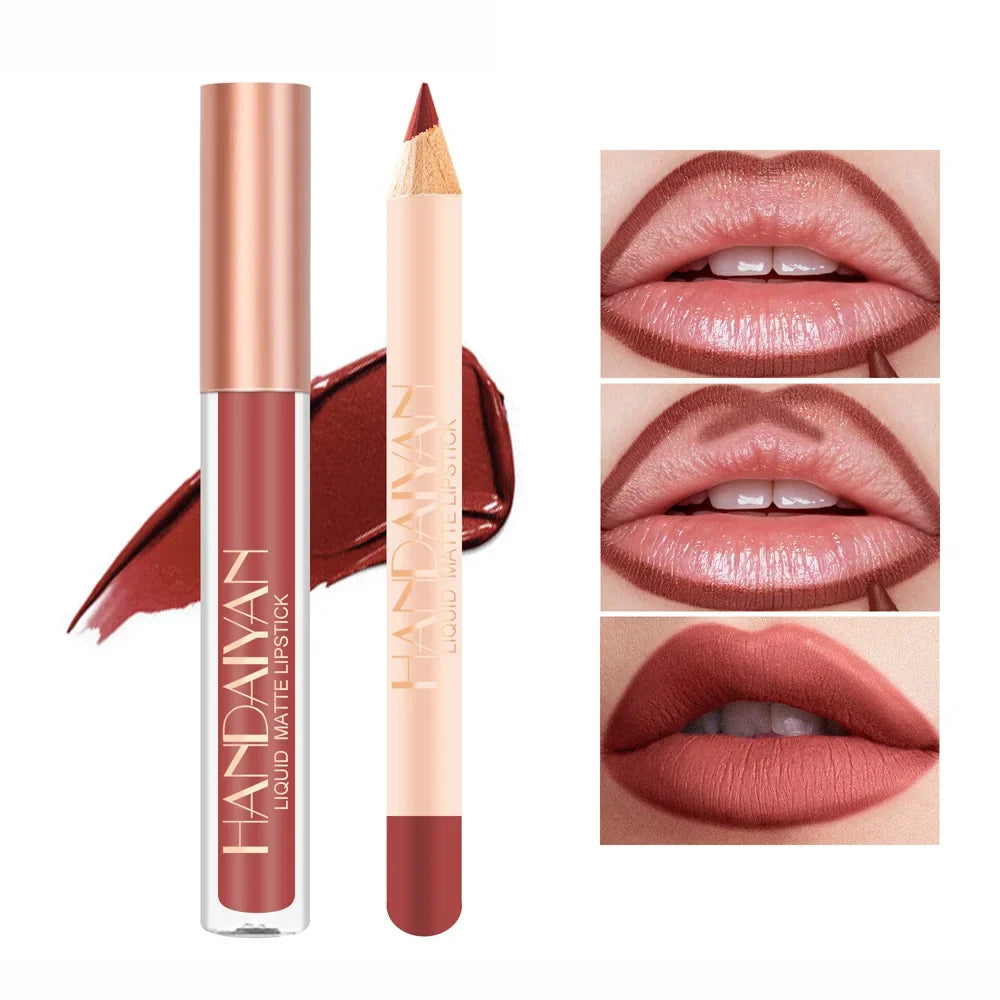 12 Color Matte Liquid Lipstick + Lip Liner Set Nude Velvet Lip Gloss Waterproof Long Lasting Lipgloss Glaze Cosmetics Kit