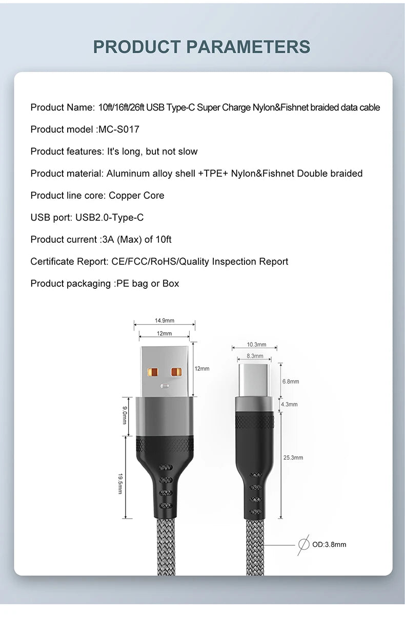 UltraCharge 6A USB-C Cable – Fast Charging & Extended Length  Power up faster. Reach further. Charge smarter.