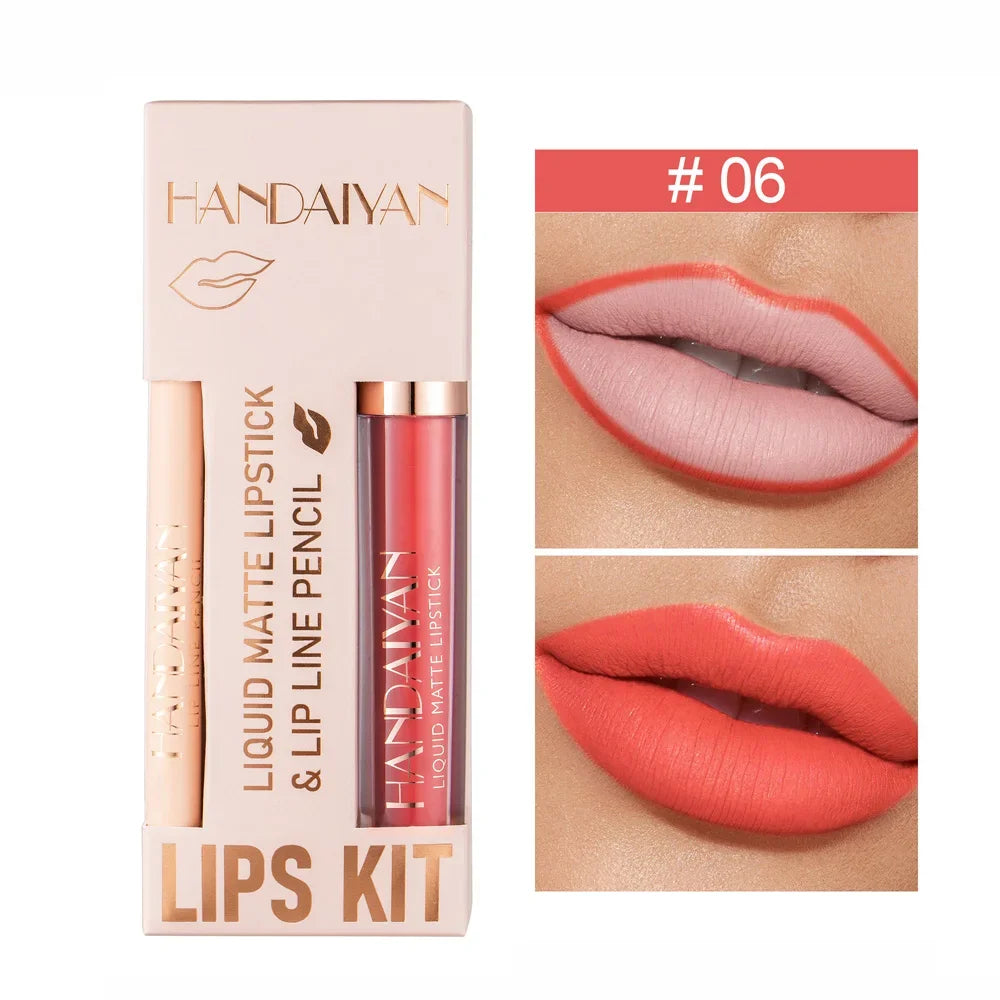 12 Color Matte Liquid Lipstick + Lip Liner Set Nude Velvet Lip Gloss Waterproof Long Lasting Lipgloss Glaze Cosmetics Kit