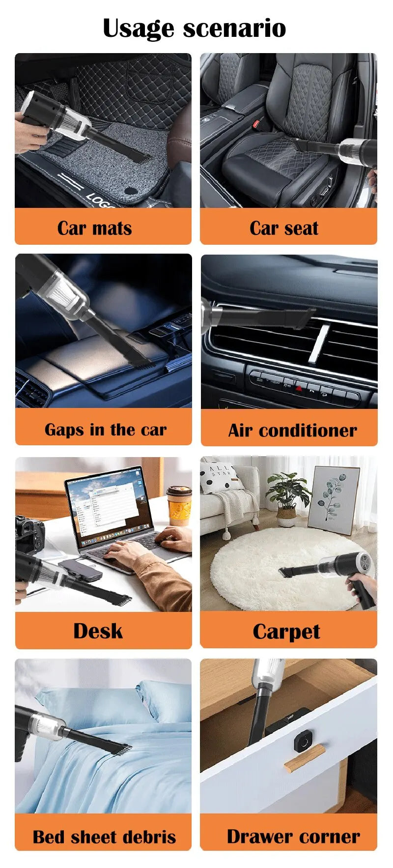 TurboClean Mini Car Vacuum – 9000Pa Portable Wet & Dry Cleaner  Compact power. Deep clean. Anytime, anywhere.