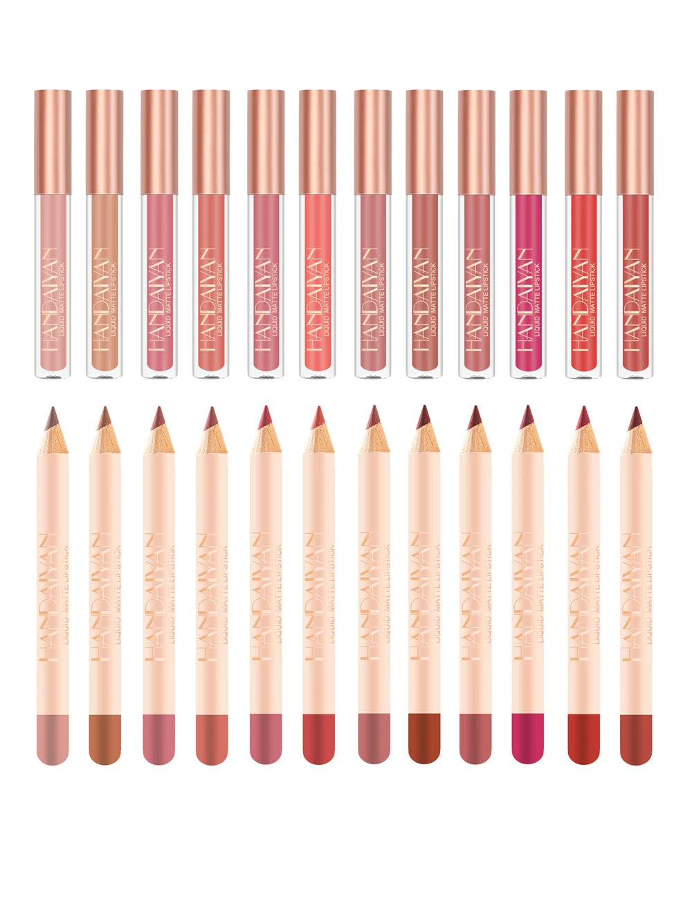 12 Color Matte Liquid Lipstick + Lip Liner Set Nude Velvet Lip Gloss Waterproof Long Lasting Lipgloss Glaze Cosmetics Kit