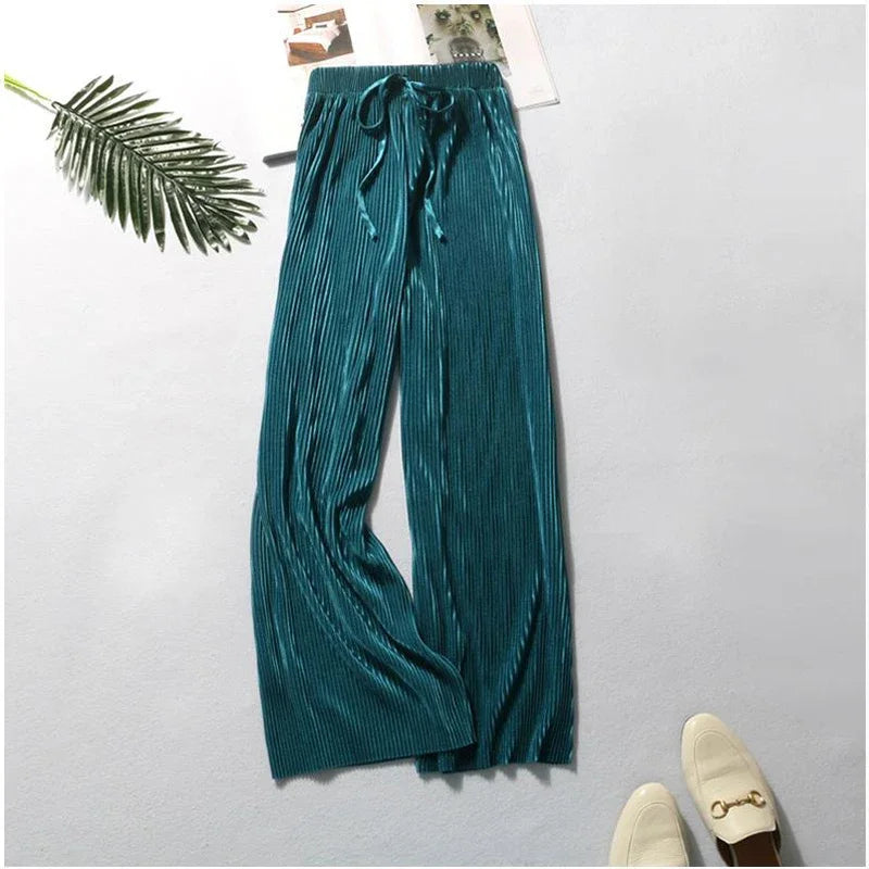 SilkAir Wide Leg Pants – Pleated Ice Silk Trousers  Cool feel. Flowing fit. Effortless elegance.