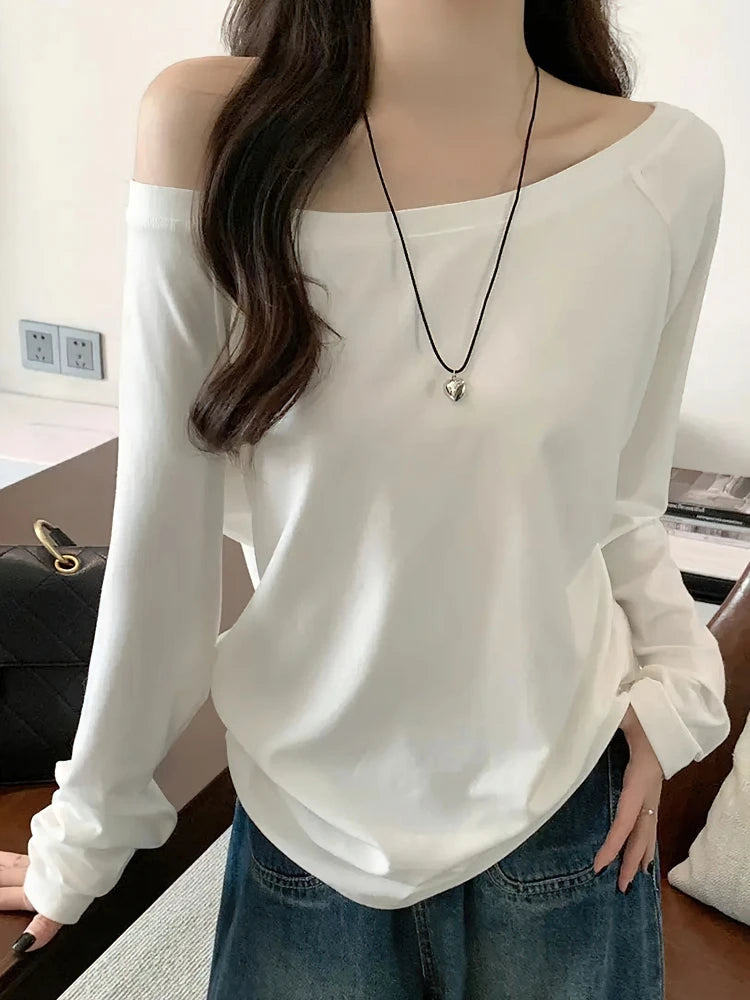 SoftMuse Oversized Tee – Off-Shoulder Korean Style Top  Relaxed fit. Effortless style. Everyday comfort.