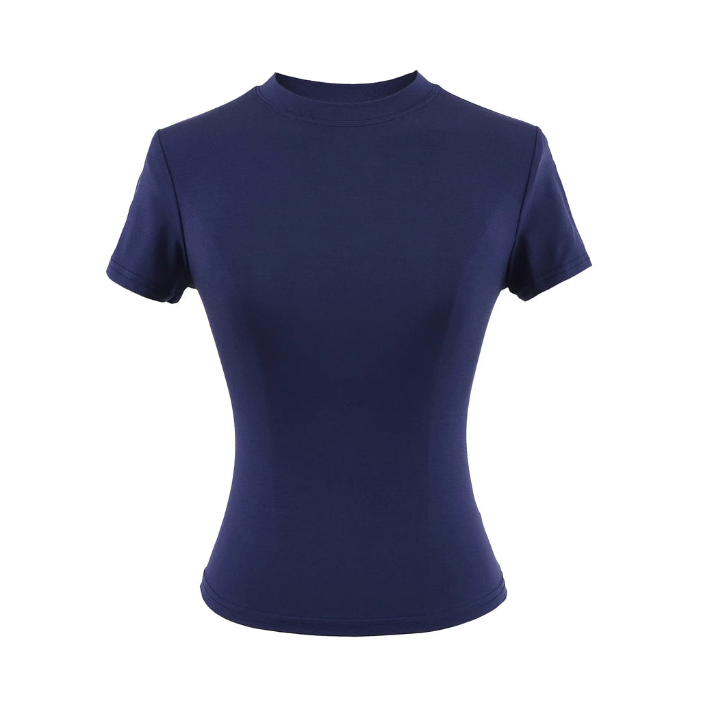 SlimMuse Tee – Y2K Solid Fit Top  Simple style. Sculpted fit. Everyday confidence.