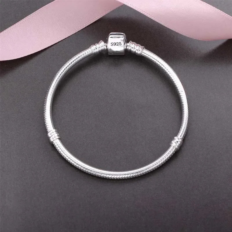 Silver Serpent Charm Bracelet – 925 Sterling Silver  Pure silver. Smooth feel. Timeless elegance.