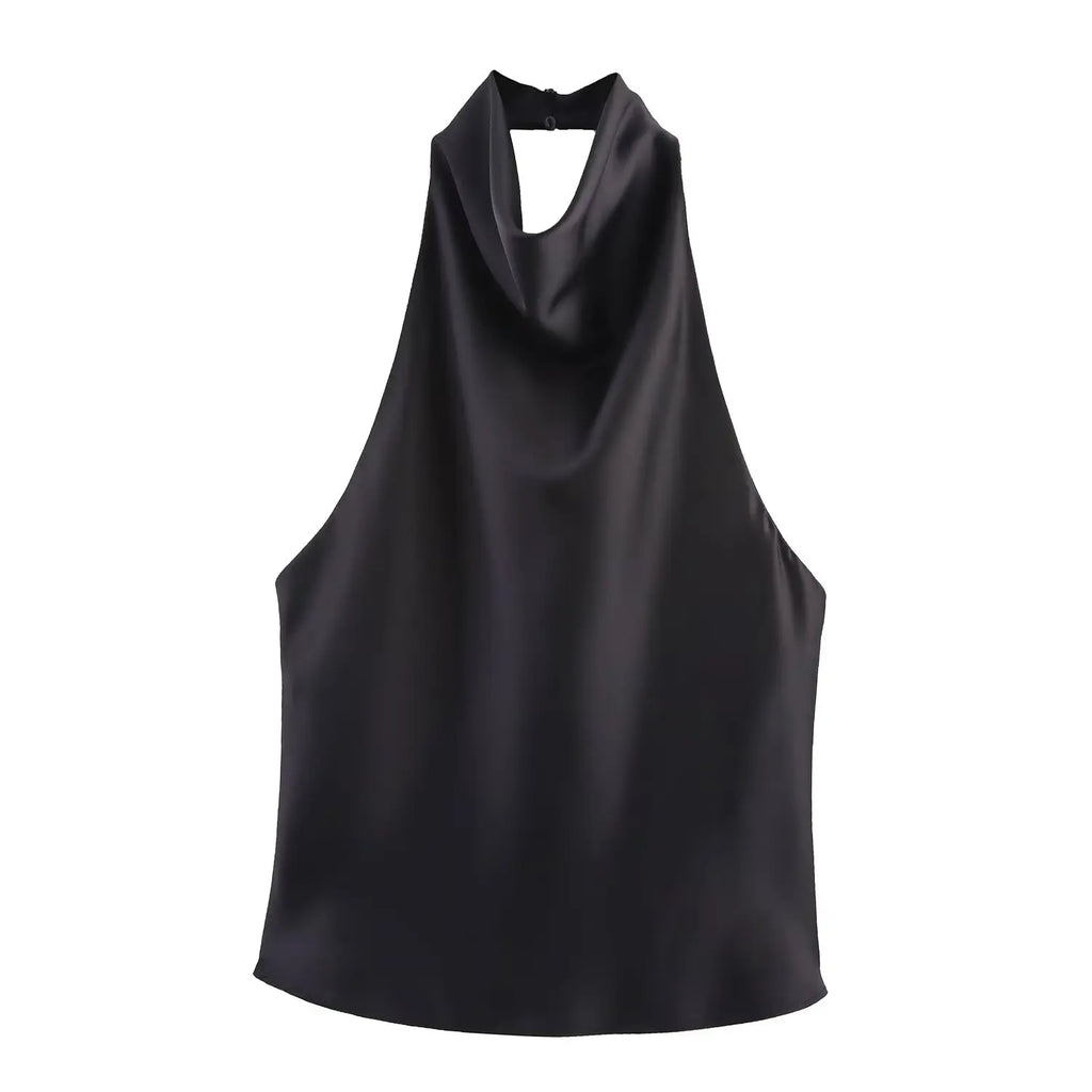 HalterChic Vest – Backless Waistcoat Top  Sharp style. Open back. Effortless elegance.