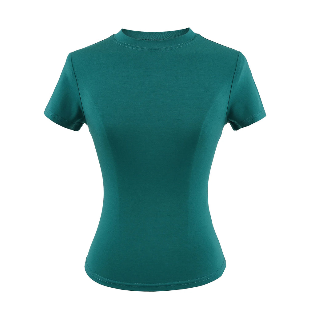 SlimMuse Tee – Y2K Solid Fit Top  Simple style. Sculpted fit. Everyday confidence.