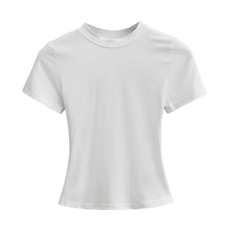 SlimMuse Tee – Y2K Solid Fit Top  Simple style. Sculpted fit. Everyday confidence.
