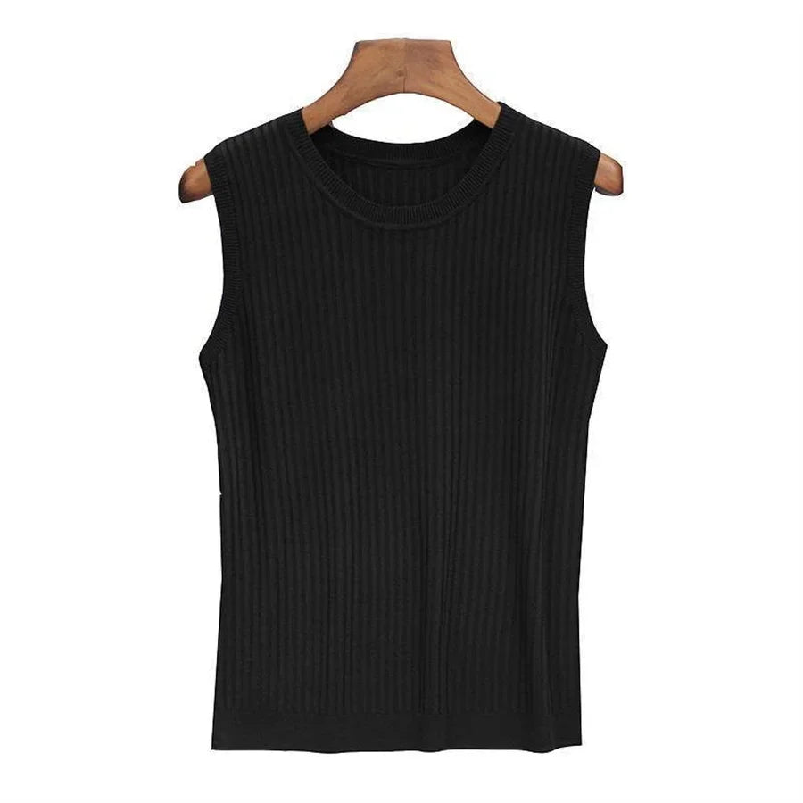 SoftKnit Sleeveless Top – O-Neck Summer Blouse  Lightweight comfort with effortless everyday style.
