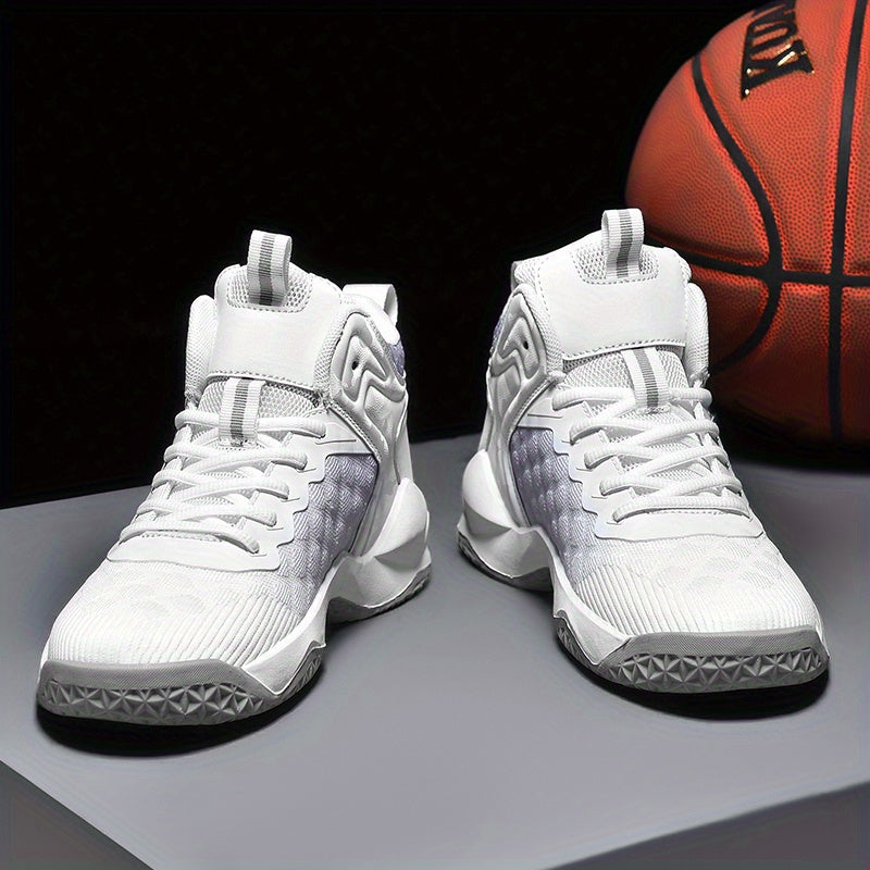 Men's Lace-up Basketball Sneakers - Athletic Shoes - Shock-absorbing