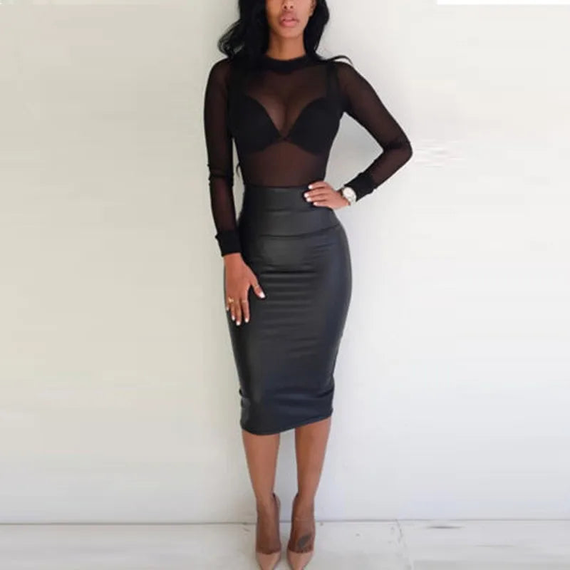 SheerLuxe Turtleneck – Transparent Mesh Long Sleeve Top  Elegant sheer. Sleek silhouette. Effortless allure.