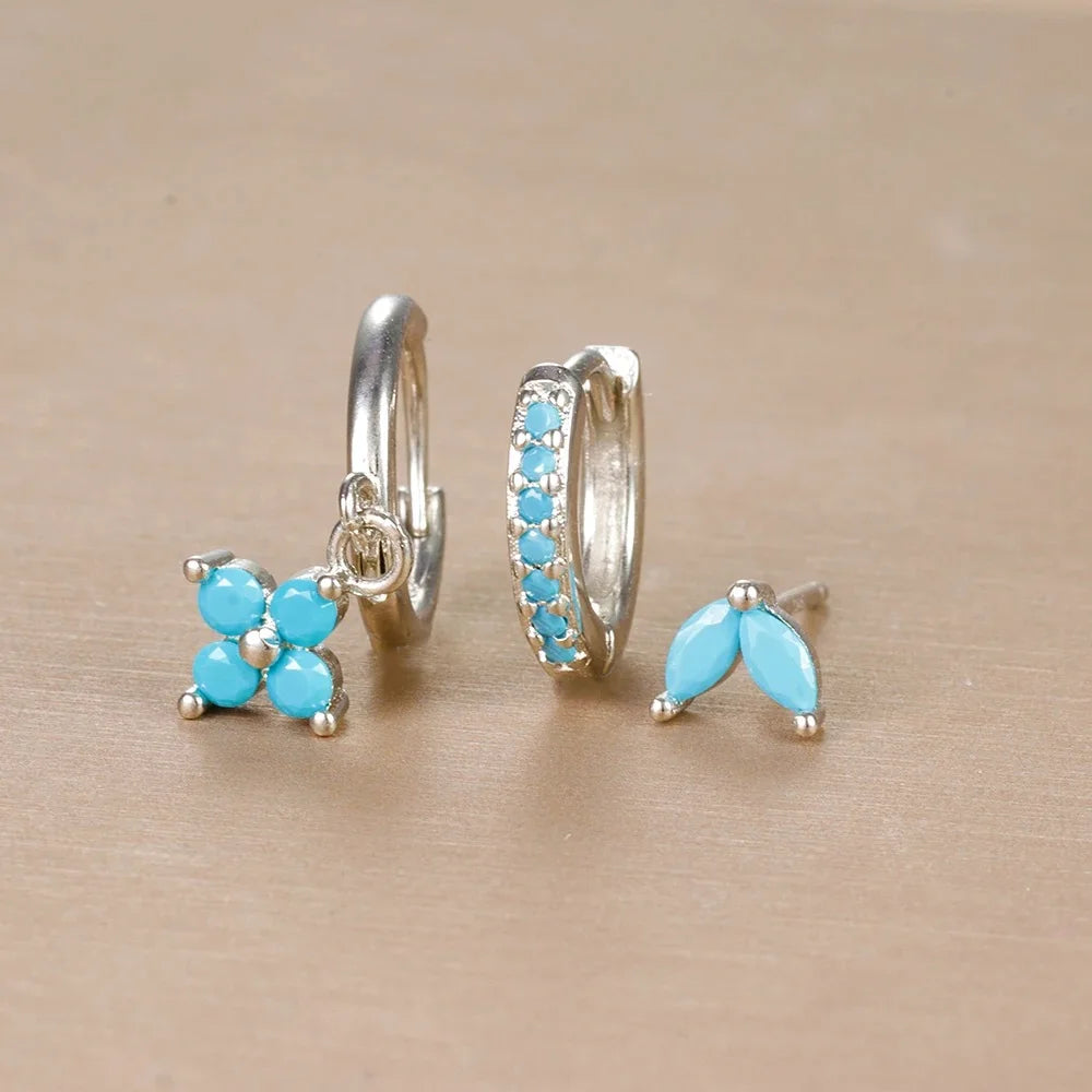 EmeraldGlow Hoops – 3PCS Green Zirconia Set  Fresh color. Subtle shine. Effortless elegance.