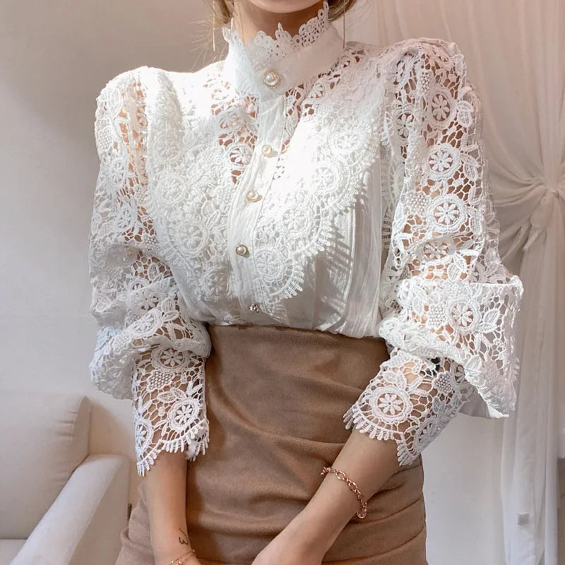 Lace Aura Elegant Blouse – Sweet Lace Office Shirt  Soft elegance with a modern feminine touch.