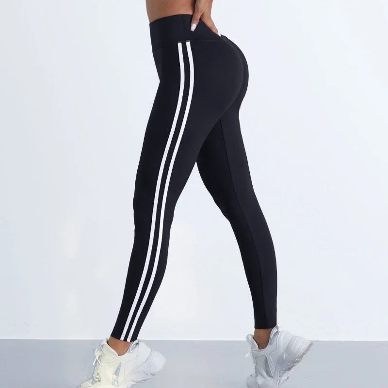 StripeFit Sculpt Leggings – High-Waist Sports Tights  Shape, support, and style in every move.