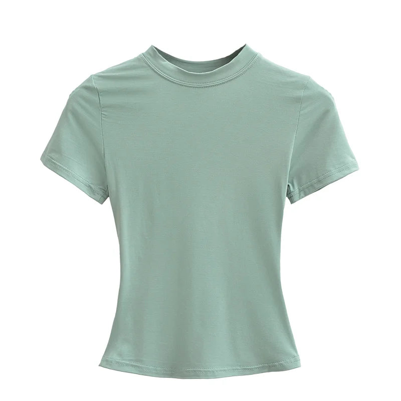 SlimMuse Tee – Y2K Solid Fit Top  Simple style. Sculpted fit. Everyday confidence.