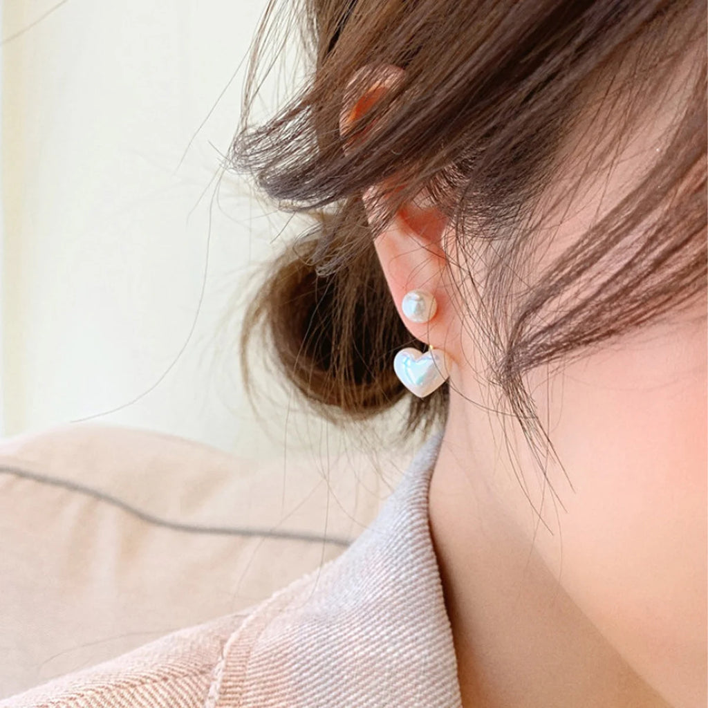 Love Pearl Earrings – Minimalist Heart Elegance  Simple love. Soft shine. Timeless beauty.