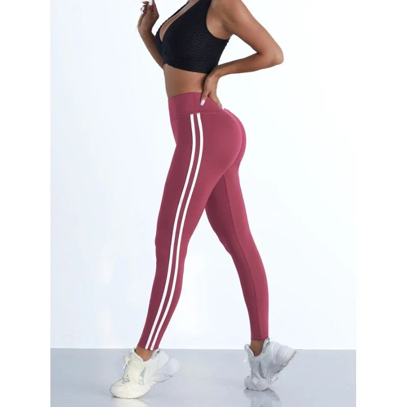 StripeFit Sculpt Leggings – High-Waist Sports Tights  Shape, support, and style in every move.