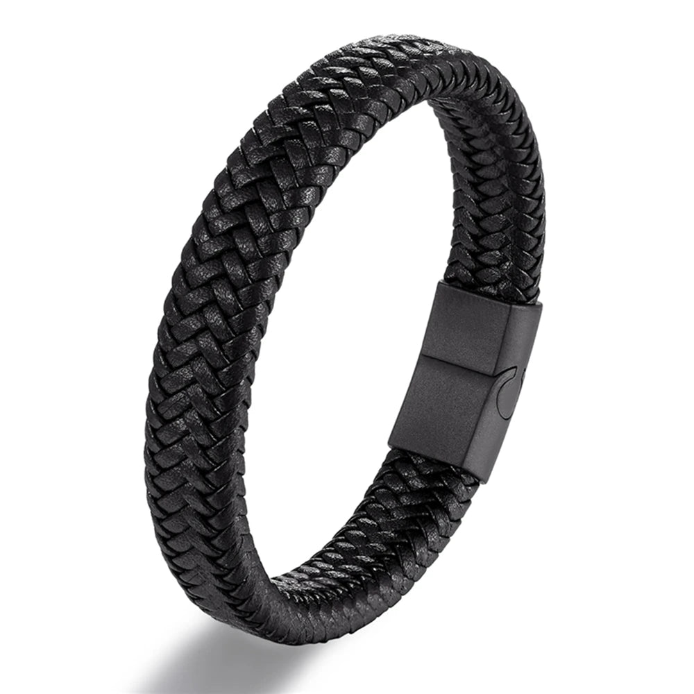 Titan Rope Bracelet – Leather & Steel Magnetic Band  Strong look. Clean design. Built for everyday style.