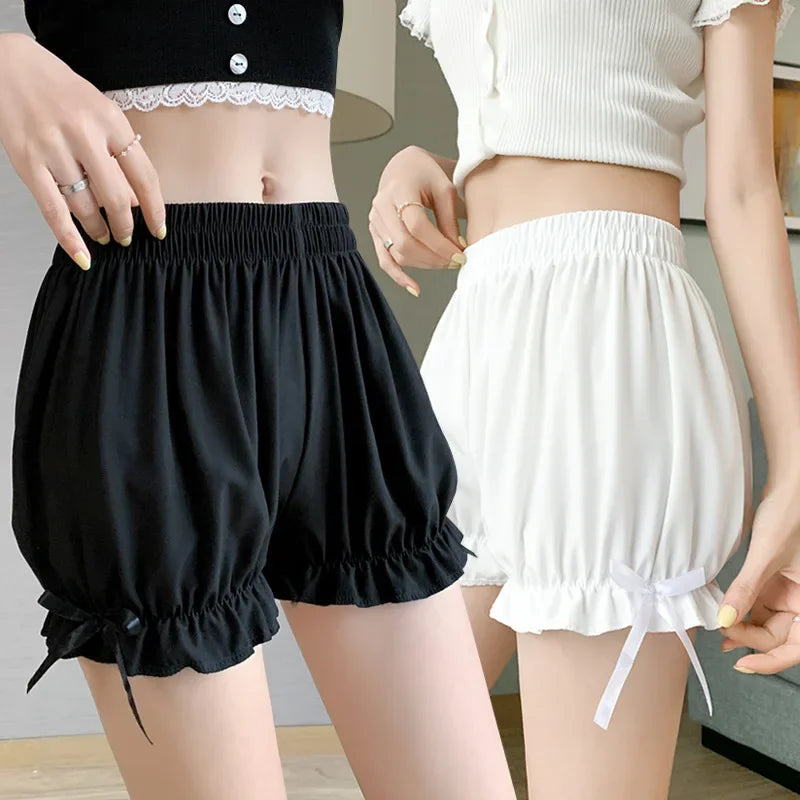 SilkLace Bloomers – Satin Ruffle Safety Shorts  Soft, cute, and designed for comfort with elegance.