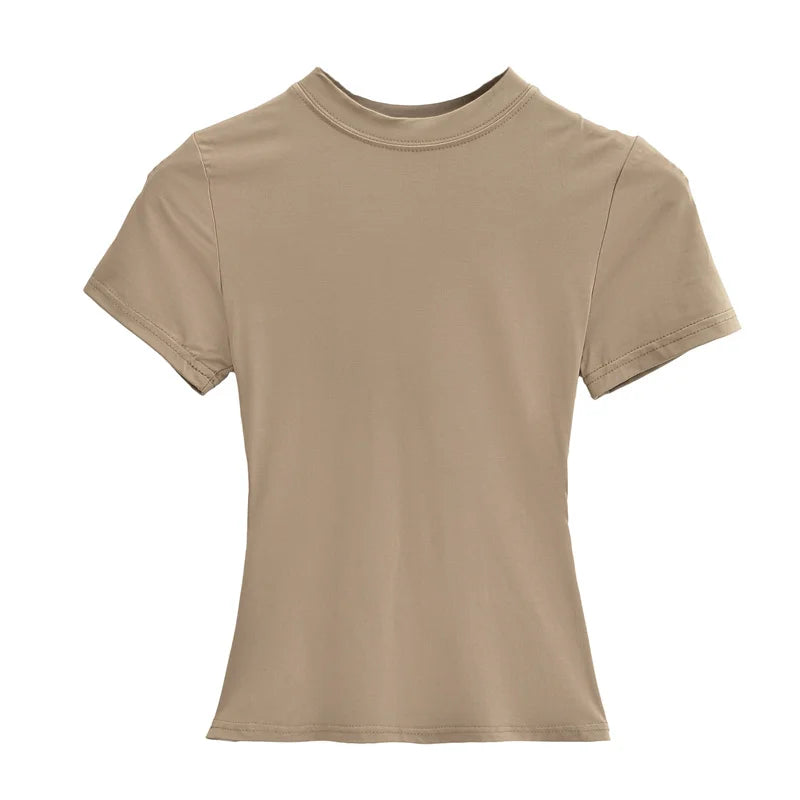 SlimMuse Tee – Y2K Solid Fit Top  Simple style. Sculpted fit. Everyday confidence.