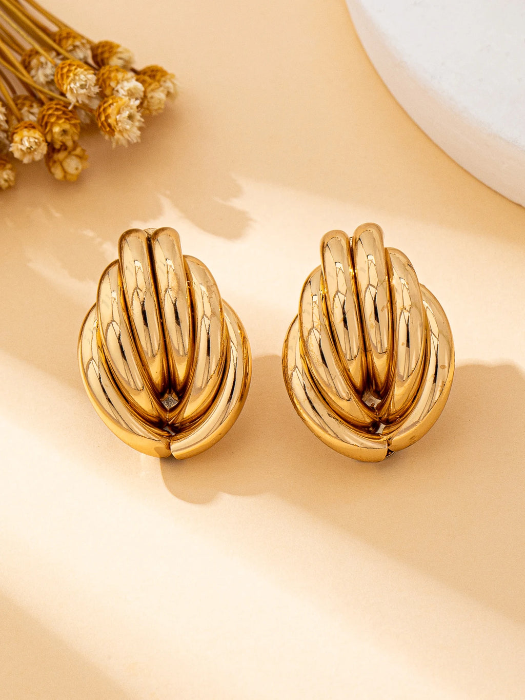 Obega Gold SIlver Color Knot Hoop Earring For Women Shiny Plating Trendy Earring Stud Cute Daily Wear Jewelry