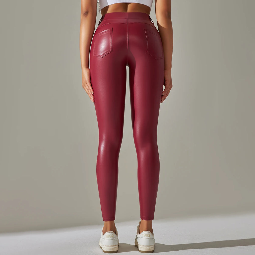NoirSculpt Leather Leggings – High-Waist Scrunch Fit  Sleek shine. Sculpted curves. Maximum confidence.