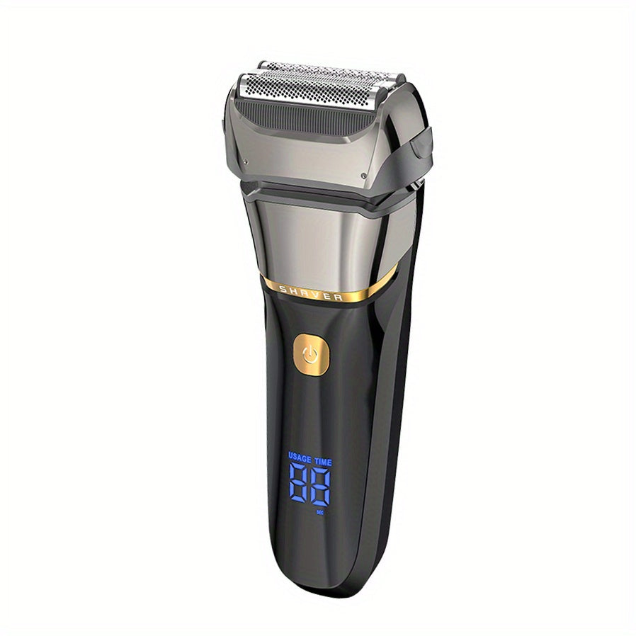 Rechargeable Wet/Dry Electric Razor For Men - LED Display, Pop-up Trimmer - Get A Close, Comfortable Shave!