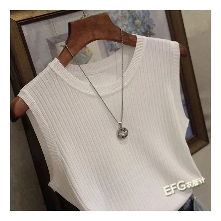 SoftKnit Sleeveless Top – O-Neck Summer Blouse  Lightweight comfort with effortless everyday style.