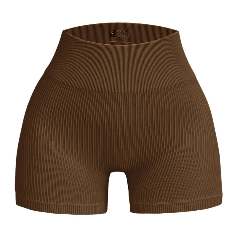 Women's Ribbed Knited Shorts Seamless Yoga Shorts Stretchy High Waist Shorts Sexy Hip Liftting Cycling Running Three Point Pants