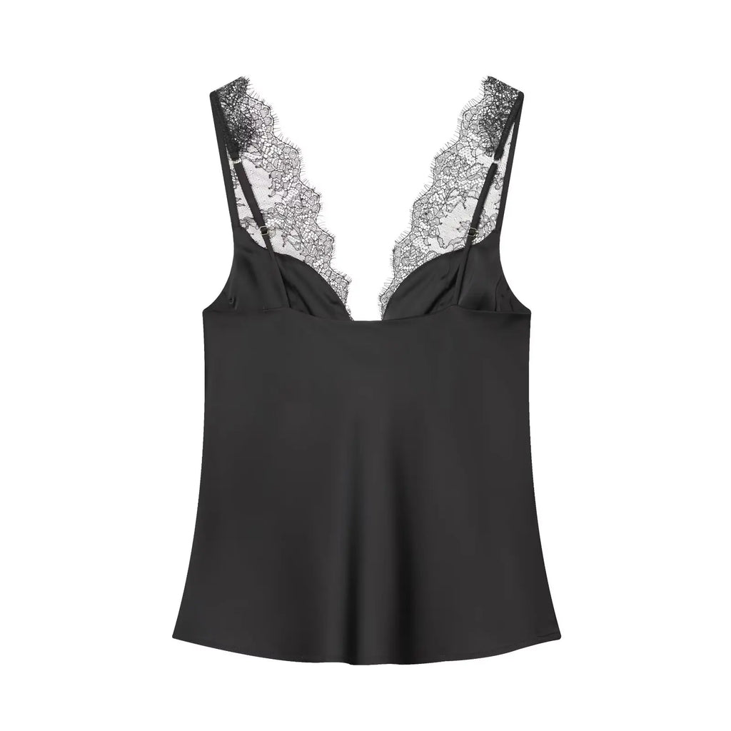 Lace Véra Deep V Top – Elegant Sling Chic Style  Delicate lace. Bold confidence. Effortless elegance.