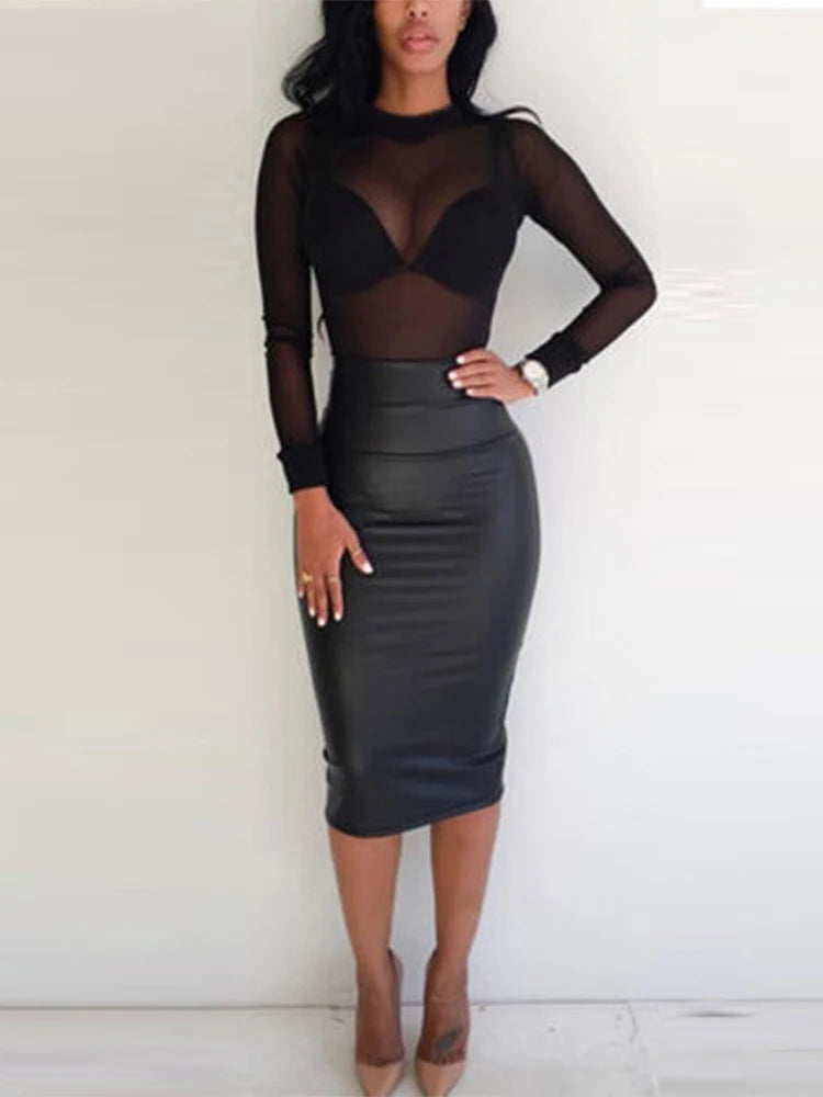 SheerLuxe Turtleneck – Transparent Mesh Long Sleeve Top  Elegant sheer. Sleek silhouette. Effortless allure.