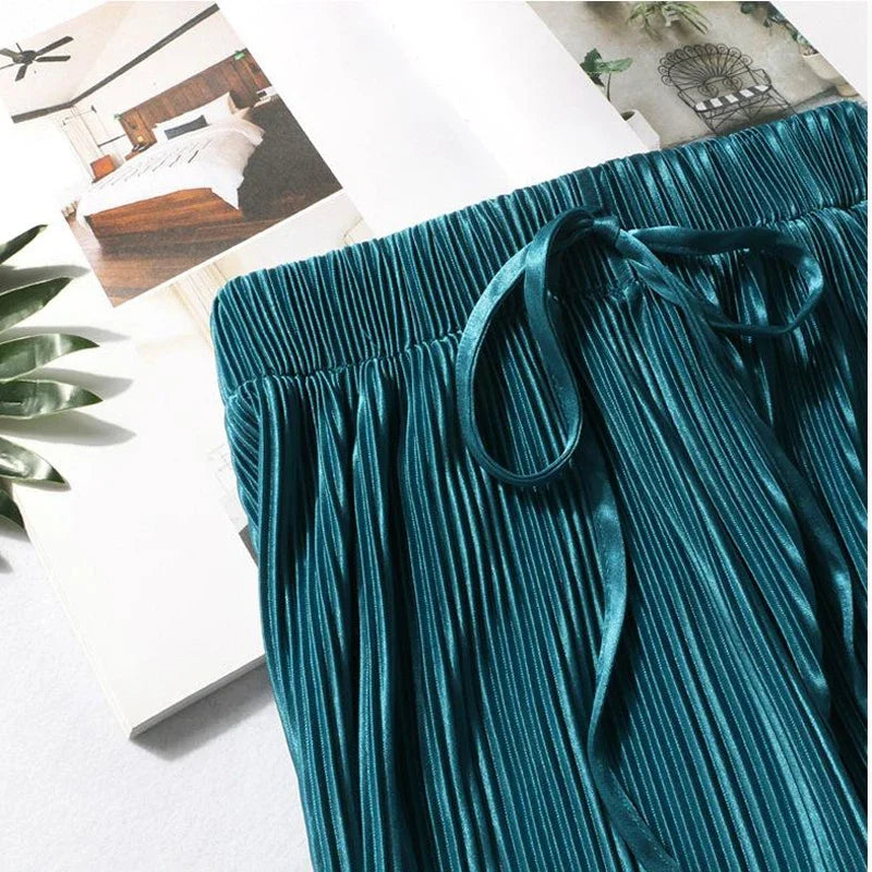 SilkAir Wide Leg Pants – Pleated Ice Silk Trousers  Cool feel. Flowing fit. Effortless elegance.