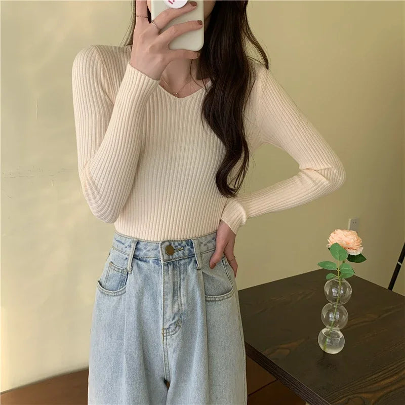 CozyCore Knit Sweater – Long Sleeve Basic Pullover  Soft warmth. Clean style. Everyday comfort.