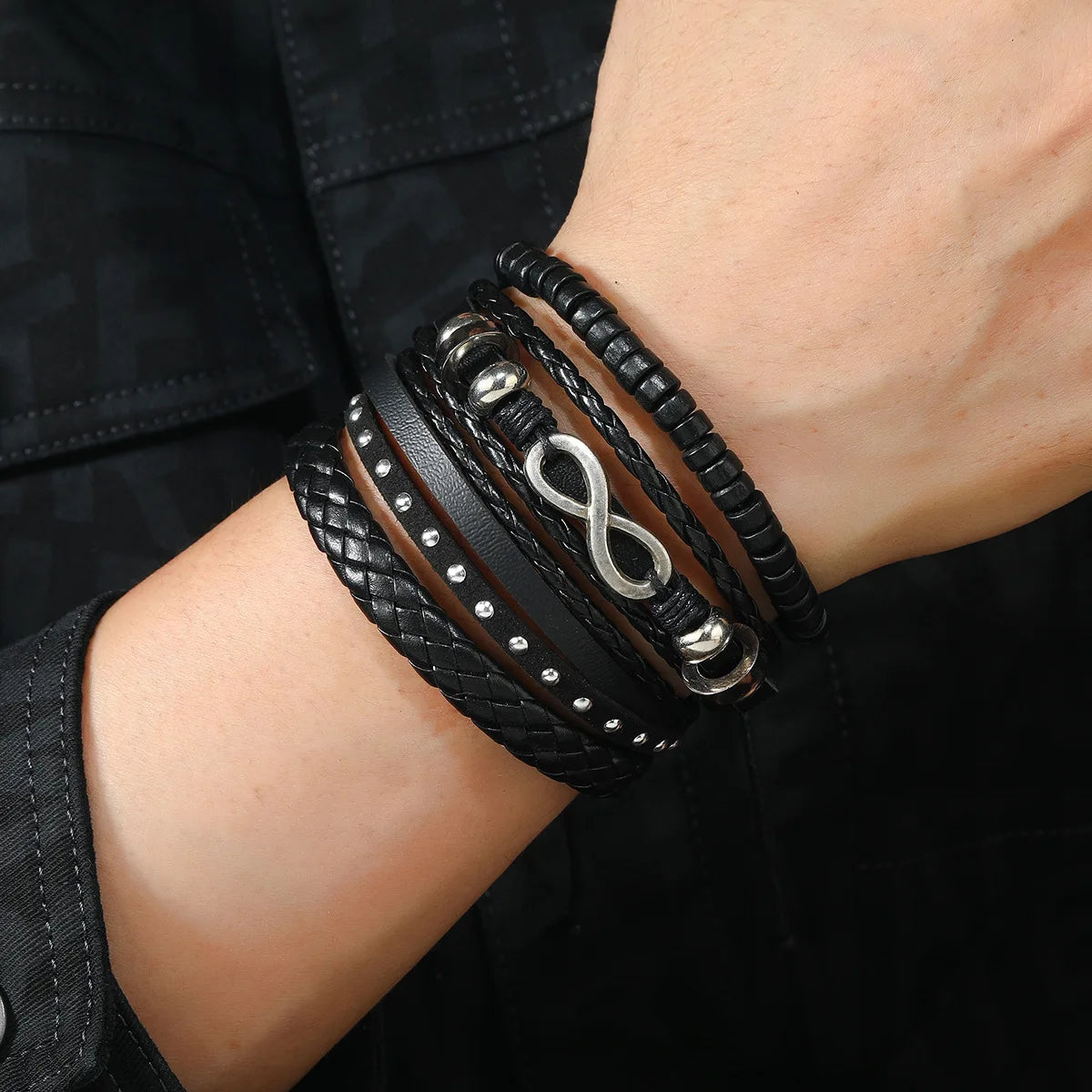 RuggedWrap Bracelet Set – PU Leather & Wood Beads  Natural vibe. Strong style. Built for everyday wear.