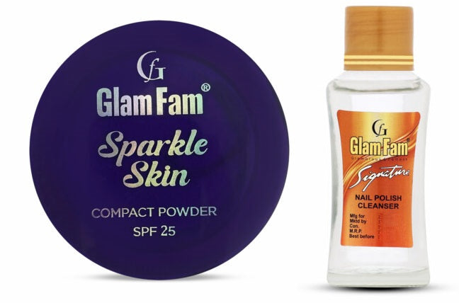 Glamfam Sparkle Compact & signature Nailpolish remove (Pack of 2)