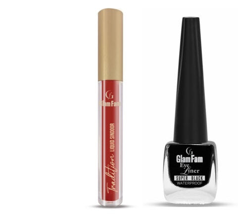 Glamfam Superblack Eyeliner 7ml & Tradition Sindoor 5ml  (Pack of 2)