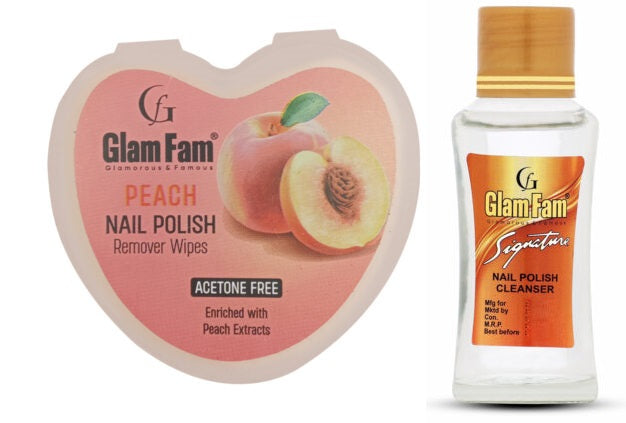 GLAMFAM HEART SHAPE REMOVER WIPES & NAIL POLISH REMOVER (Pack of 2)