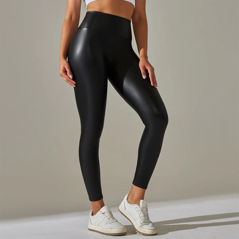 ColorEdge PU Leggings – High-Waist Sculpt Fit  Glossy finish. Bold colors. Powerful confidence.