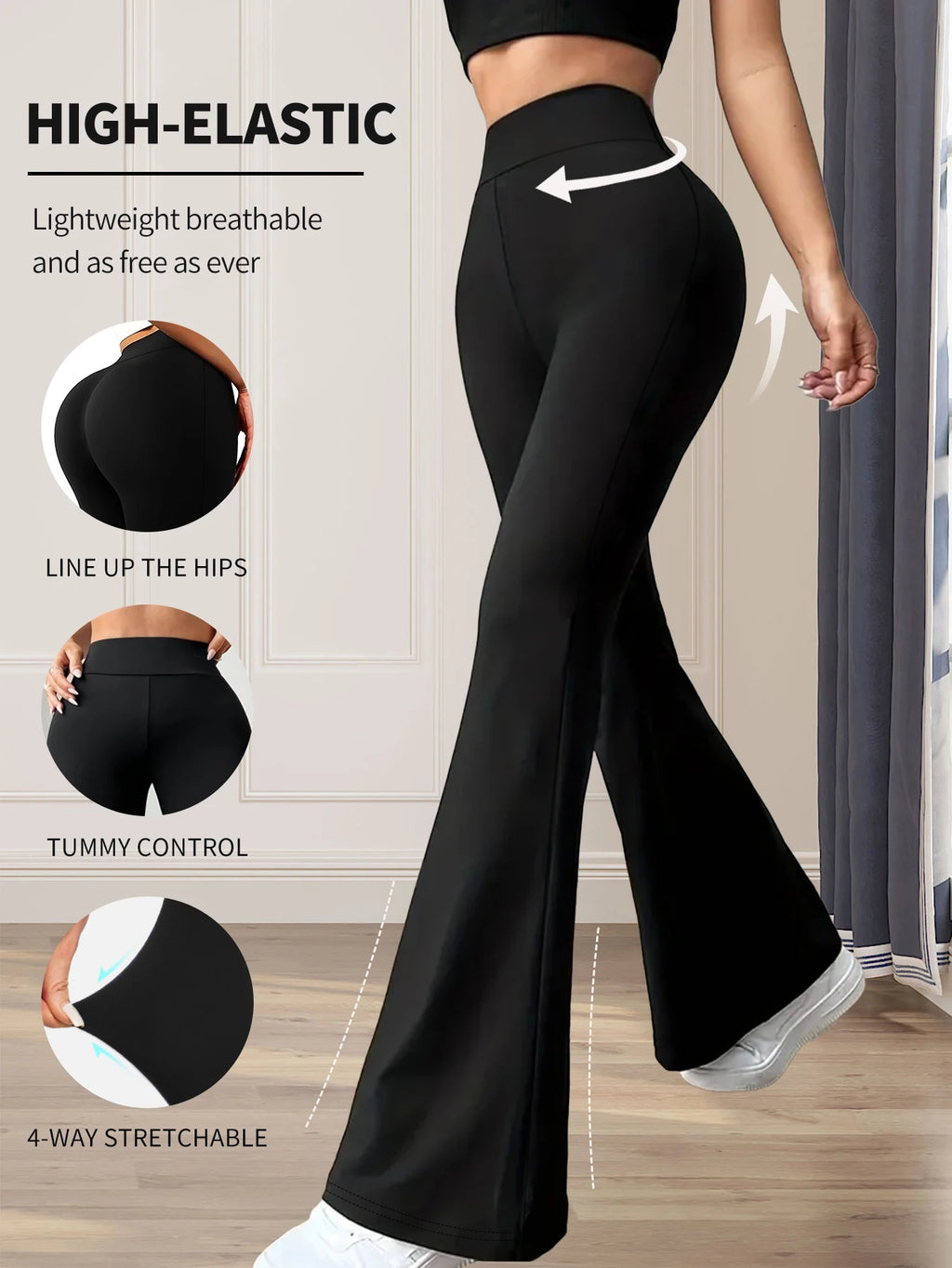 FlareMuse Pants – High-Waist Slim Flared Trousers  Sculpted fit. Elegant flare. Effortless confidence.