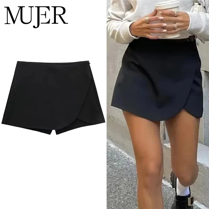 AsymChic Skort – High-Waist Mini Skirt Shorts  Skirt look. Shorts comfort. Effortless style.