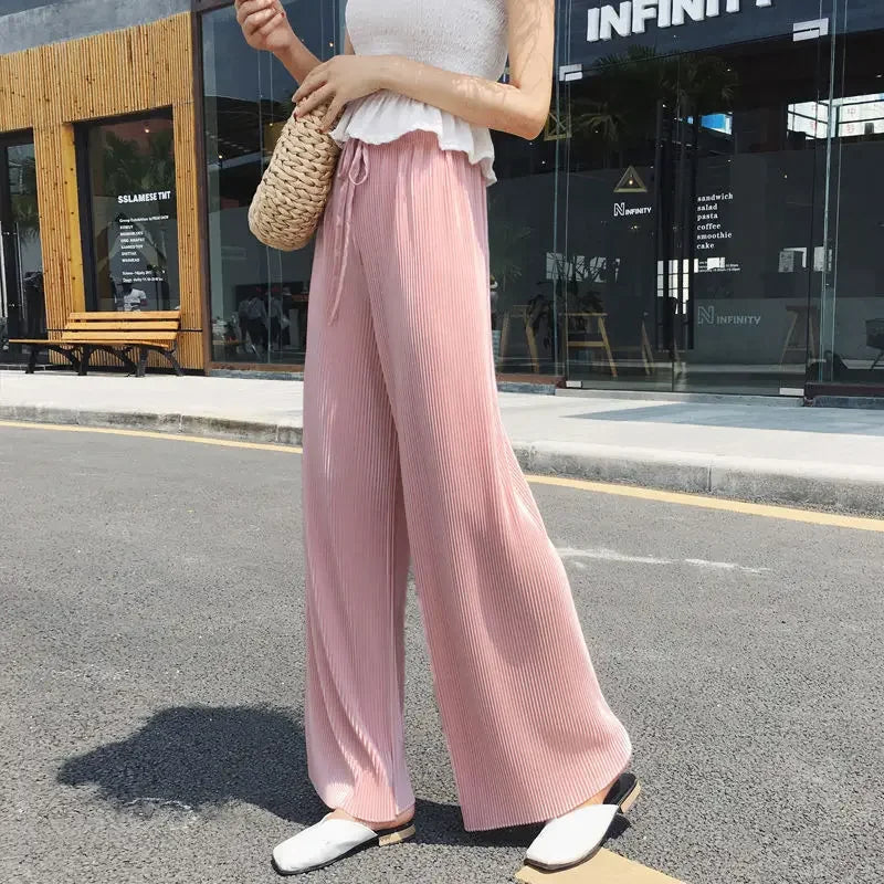 SilkAir Wide Leg Pants – Pleated Ice Silk Trousers  Cool feel. Flowing fit. Effortless elegance.